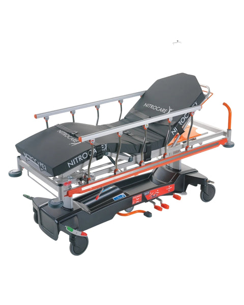 Nitrocare Breeze SD15 Transport Hospital Stretcher with Hydraulic Lift and 5th-Wheel Steering