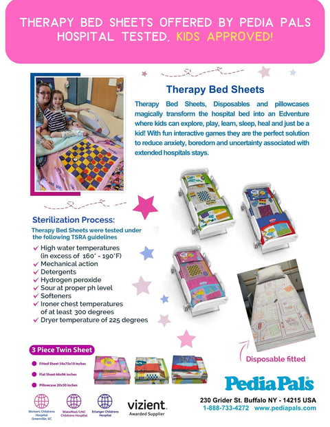 PLAYTIME THERAPY BED SHEETS Disposable Fitted Pedia Pals